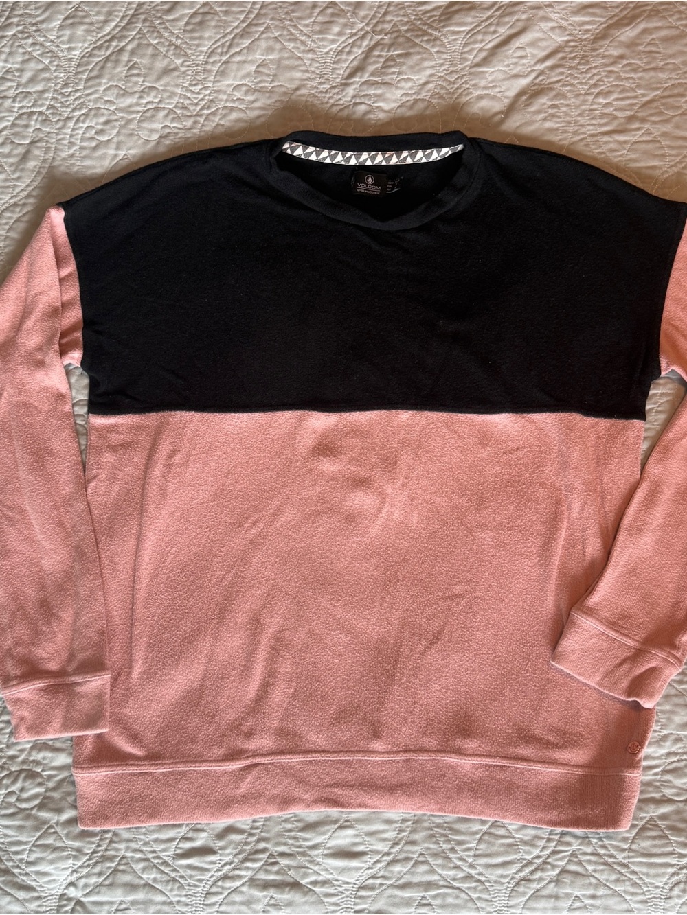 Volcom Black and Pink Colorblock Pullover